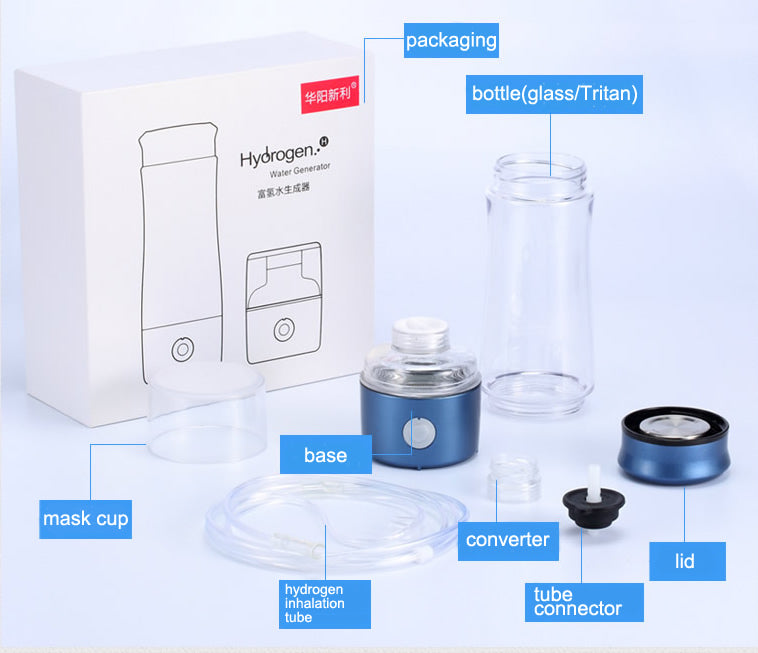 HYDROGEN WATER BOTTLE WITH BREATHING FUNCTION 3.2 ppm in 450 mL - LIFETECH PERU