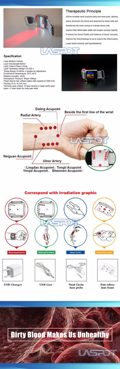 LASER WATCH - THERAPY WATCH (10 LASER BEAMS) - LIFETECH PERU